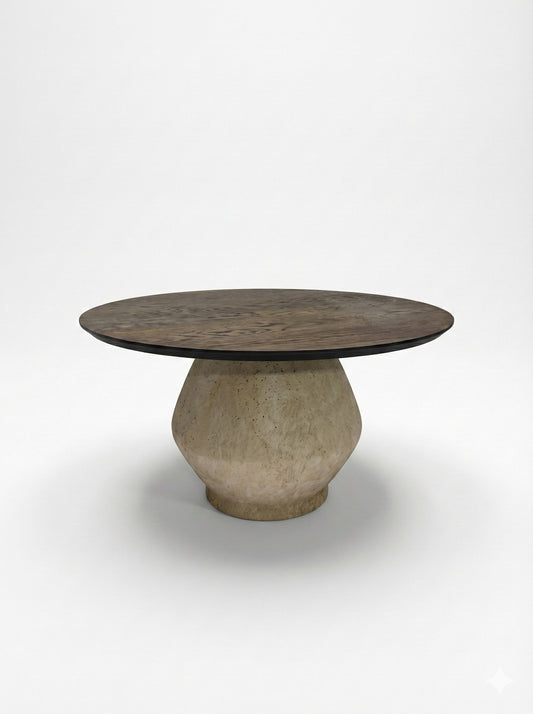 SALON TAFEL ST3 - TRAVERTIN X MASSIEF EIKEN